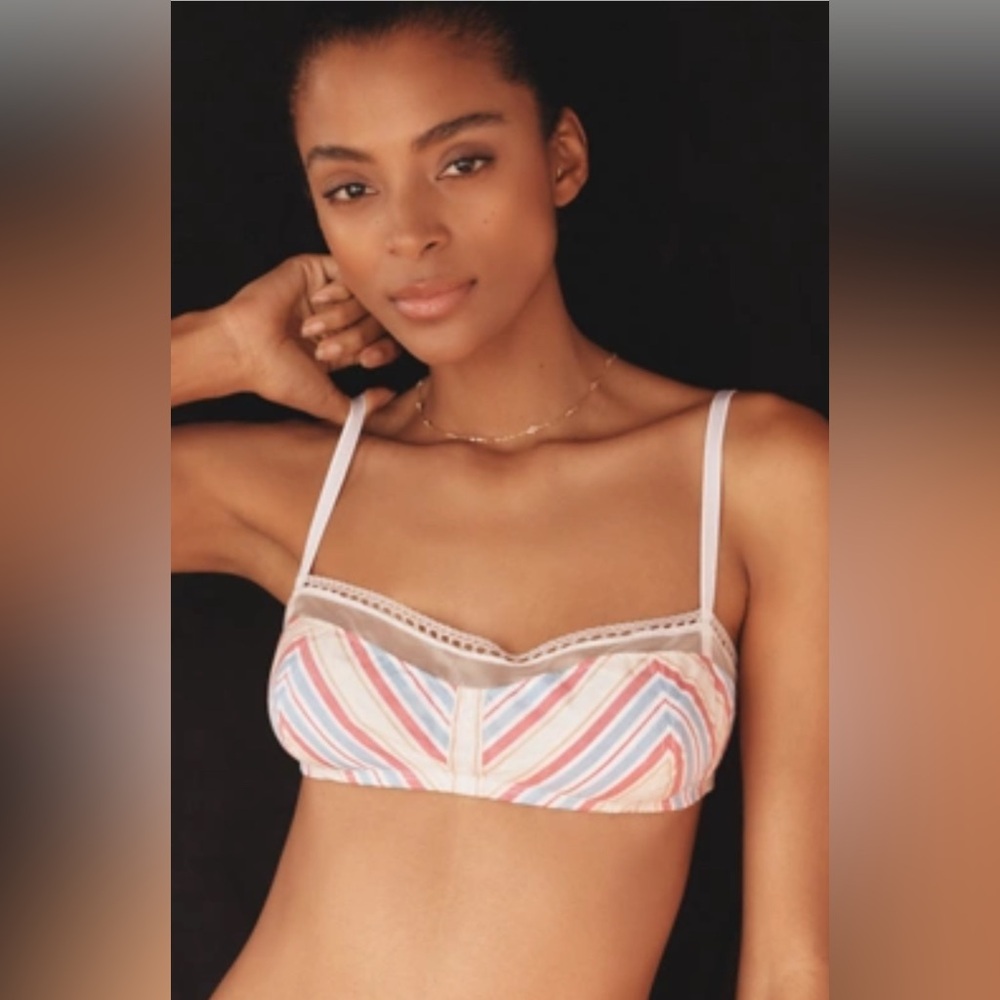BY ANTHROPOLOGIE LACE-TRIM COTTON SHELF BRALETTE